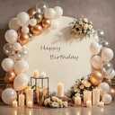 7.2ft Ivory Round Backdrop Cover Circle Backdrop Cover for Birthday Ivory Arch Backdrop for Wedding Baby Shower Party Home Decoration