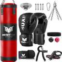 Mesetast Punching Bag for Adults, 4ft Heavy Boxing Bag Set with 12 OZ Gloves for MMA Karate Kickboxing Boxing - Unfilled