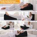 Ruqmuis Wedge Pillow for Acid Reflux, Bed Wedge Pillow for Headboard 10", Pillow Wedge for Back Pain Relief, Post Surgery, Elevated Pillows for Sleeping, Snoring, Triangle Pillow with Cover, Black