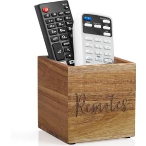DRASTAR Acacia Remote Control Holder, Mini Remote Organizer for Table, Small Wooden Remote Box for Nightstand (1 Slot)