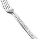 E-far 6-piece Hammered Dinner Forks Set, 7.9 Inch Stainless Steel Forks for Home, Kitchen or Restaurant, Non-toxic & Mirror Polished, Squared Edge & Dishwasher Safe