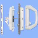 Patio Sliding Door Handle Set with Mortise Lock, Suitable for Sliding Glass Patio Door Thickness from 1.5in to 2in, 4-15/16" Screw Holes, Need to Drill, Reversible Design, Keyed (White)