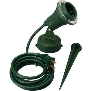 Woods Outdoor Floodlight Fixture With Stake (6-Feet cord; 120V; Green)