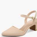 Women's Pumps 2 Inch Chunky Block Heel Pointed Toe Ankle Strap Slingback Wedding Party Dress Shoes 7.5