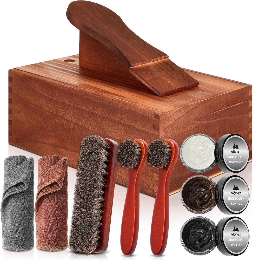 9 Pcs Shoe Shine Valet Box (Dark)