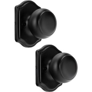 Goldenwarm Matte Black No-Function Dummy Door Knobs,Single-Side Door Knob Handles for Closet & French Doors, No-Turning Pull/Handle Function 2 Pieces