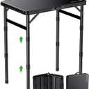 GARLLEN Folding Camping Table with Waterproof Plastic Tabletop, Portable Folding Picnic Table with 3-Adjustable Height, Aluminum Frame Outdoor Table for BBQ, Camping, Indoor Use, 22.8" L x 15.7" W, Tabletop Size: 22.8"L x 15.7"W