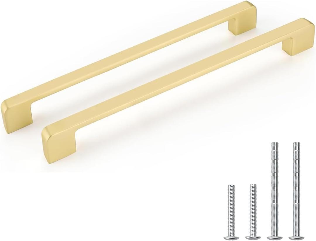 25 Pack 10-1/16 Inch Brushed Gold Cabinet Pulls Solid Zinc Alloy Gold Cabinet Handles - Brushed Brass Dresser Drawer Pulls for Kitchen Cabinet Hardware Zinc Alloy Handles
