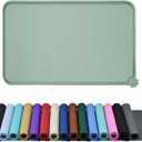 Waterproof Pet Feeding Mat with High Raised Edges, Heavier and Thicker Placemats for Cat Dog Water Bowl with BPA Free, Dogs Cats Food Mats for Messy Drinkers to Prevent Spill and Protect Floors (18.5" x 11.5", Agate Green)