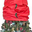 Upright Christmas Tree Storage Bag - Fits 5 Ft Artificial Xmas & Topiary Tree, Vertical Holiday Cover, Durable, Dustproof & Easy-Use Xmas Storage, Red