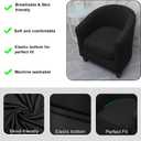 WOMACO 2 Pieces Club Chair Slipcover Printed Stretch Armchair Tub Round Barrel Swivel Chair Covers with Cushion Cover Elastic Bottom Sofa Furniture Protector for Tullsta (1, Black)