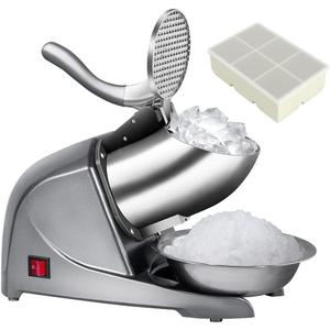 4-Blade Ice Shaver Snow Cone Maker Prevent Splash Stainless Steel ice Crusher Machine,200lbs/hr with ice Tray for Home and Commercial Use（Silver）
