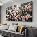 Floral Wall Art Red Flowers Green Leaves Flower Picture Vintage Wall Decor Abstract Canvas Painting Framed Artwork for Living Room Bedroom Office Home Decor 29x58 Inch