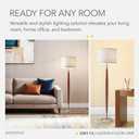 Adesso Hudson Floor Lamp - Adjustable Brightness, Perfect Lighting for Bedroom, Living Room and Corner Decor, Maple Eucalyptus Wood & Satin Steel Accents, Soft/White Lampshade