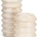 WORHE Candle Holders True Natural Travertine Stone 0.4" Thick, Set of 2 Premium Marble Candlestick Holder for Wedding Dinning Party, Candle Stand for 3/4 inch Thick Candles Color White (ZT002)
