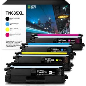 TN635XL TN635 Toner Cartridge 4-Pack for Brother HL-L8430CDW L8430CDWT L8570CDW MFC-L8730CDW L8930CDW L8970CDW EX575 Printers Compatible Replacement TN635 (BK/C/M/Y)