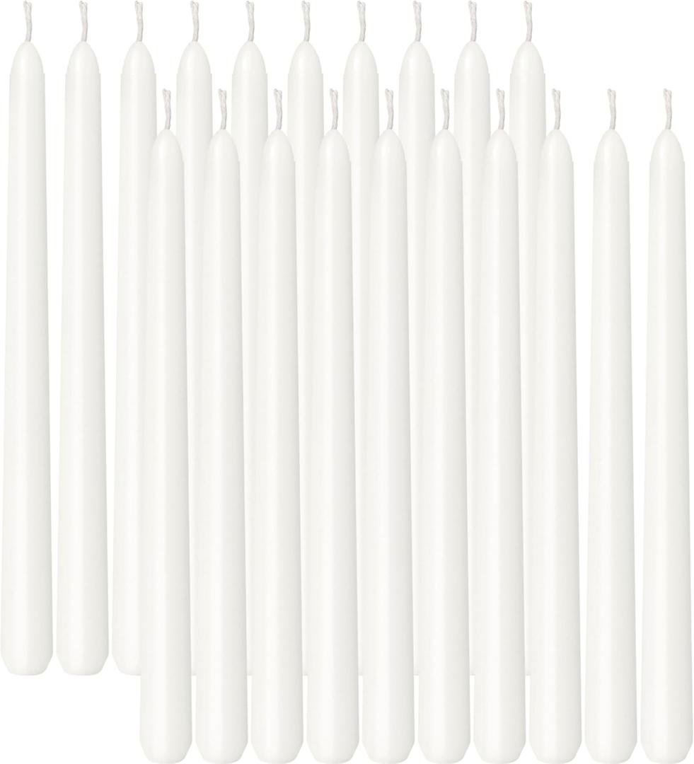 Viyffo Taper Candles, 12 Inch, 20 Pack, White Unscented, Dripless & Smokeless Design, Up to 8-Hour Burn Tall Candlesticks for Wedding, Dinner & Home Decor