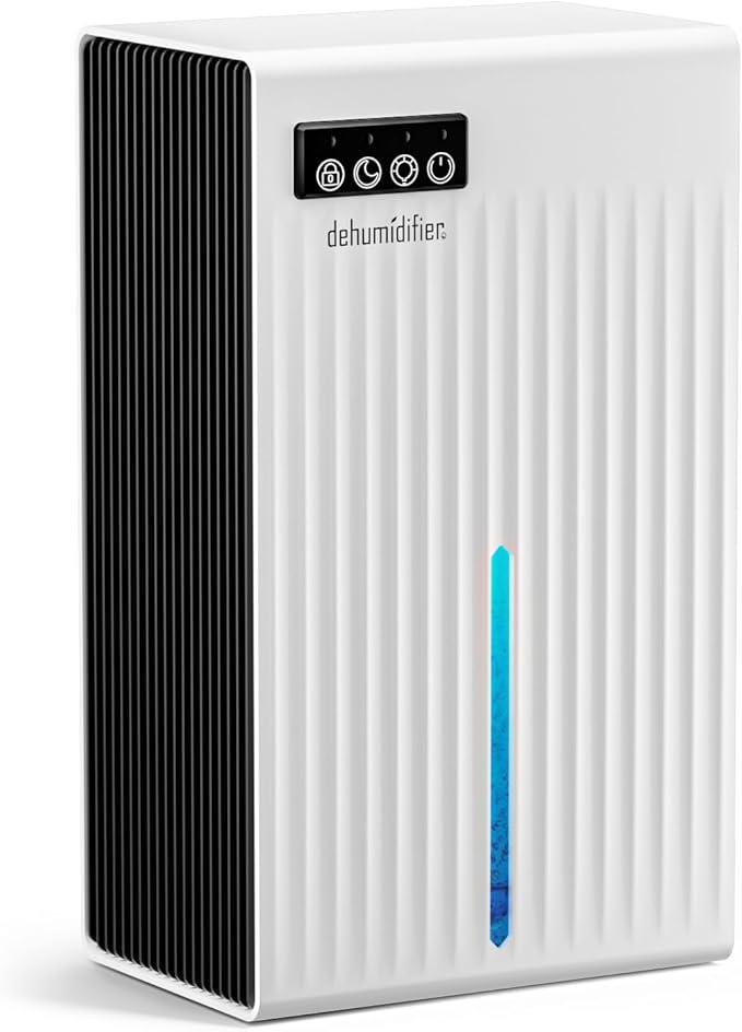 POOYUPPC Dehumidifier for Home, 95 OZ Water Tank, (1000 sq.ft) Dehumidifiers for Bathroom Bedroom Basement RV with Drain Hose, Auto Shut Off White