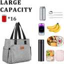 Large Women Lunch Bags/Insulated Adult Lunch Box/Leakproof Cooler Lunch Tote Bag with Storage Pocket. Reusable Lunch Purse for Work Picnic Hiking 12L, Stripe