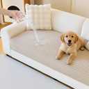 MYSKY HOME 100% Waterproof Couch Cover, Couch Covers for Dog Washable, Non Slip Couch Covers for 3 Cushion Sofa Pet Friendly, Sofa Covers Slipcover Furniture Protector Dog Bed Cover, Khaki, 35"x70.9"