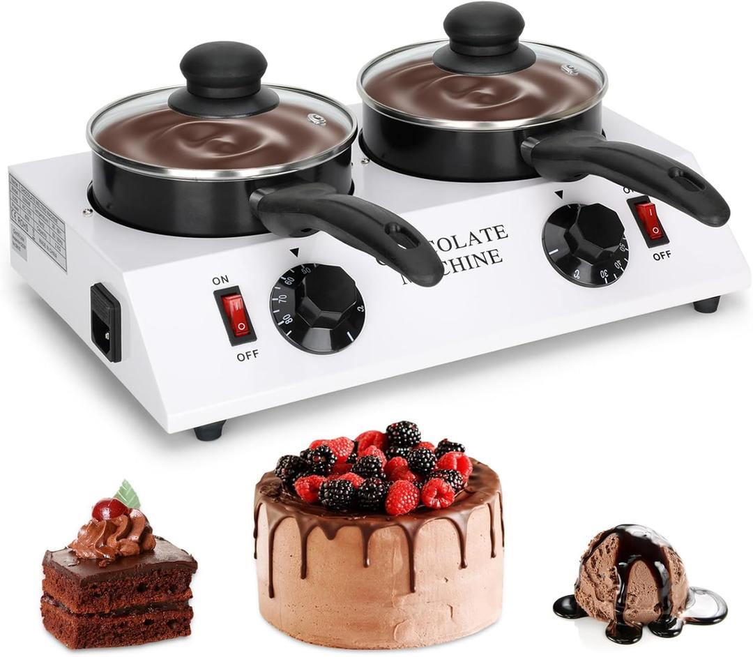 Chocolate Melting Machine Electric Heating Chocolate Tempering Machine Melting Pot Fast and Even Melting Ideal Create for Chocolate ,Candy, Butter Making Warming Coffee Milk Wine (Double)
