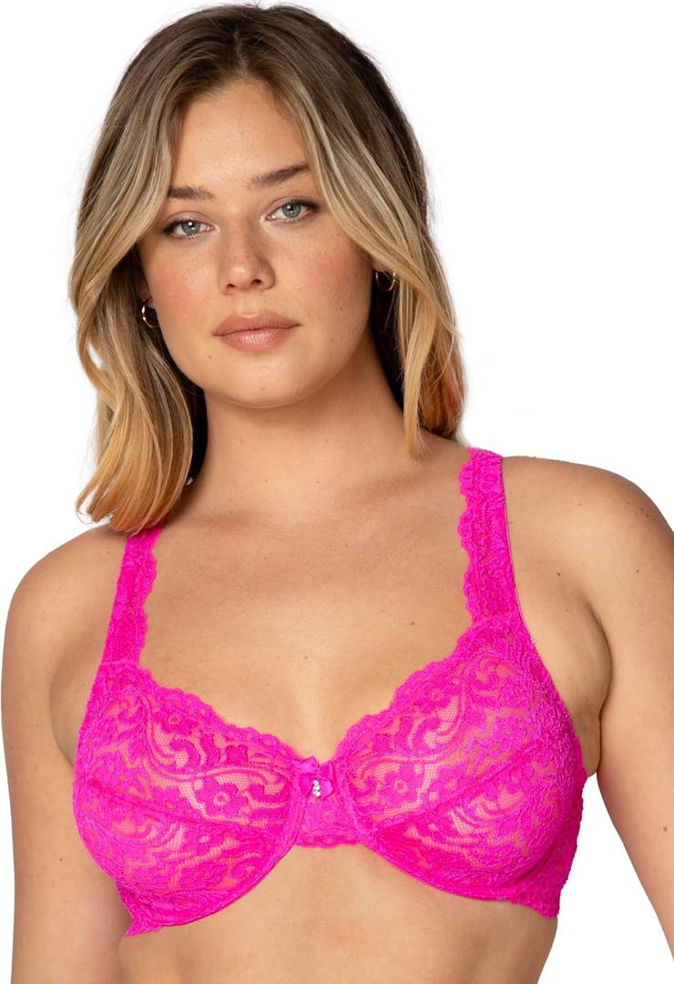 Smart & Sexy Women's Signature Lace Unlined-Underwire Bra (42DD, Medium Pink)
