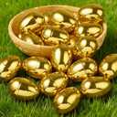 JOYIN 24Pcs Gold Easter Eggs, 2.3" Metallic Plastic Empty Eggs Fillable for Easter Hunt Supplies, Basket Stuffers, Toys Filling Treats, Party Favor