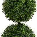 Nearly Natural 36in Artificial Triple Ball Boxwood Topiary Tree - Indoor Outdoor Realistic Faux Greenery for Home Patio Office Decor, Low Maintenance
