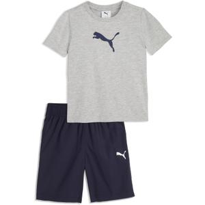 PUMA boys 2 Piece Set, Short Sleeve Cotton Jersey T-shirt & Matching Short, Small  Heather Grey