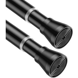 AIZESI Tension Curtain Rod 28 to 48 Inch, 2pcs Black Tension Rod Adjustable Curtain Rod Curtain Tension Rod Spring Tension Curtain Rod No Drill Spring Curtain Rod Small Shower Rod (28" to 48"-2Pcs)