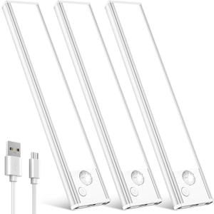 Under Cabinet Rechargeable Lighting: Motion Sensor Dimmable Lights Indoor - Battery Operated Lights - Wireless Activated Closet Light Magnetic Led Light for Kitchen Home Bathroom Counter Shelf