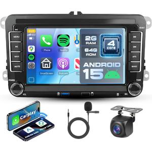 Android Car Stereo for Volkswagen VW Jetta Passat Golf Beetle Polo Tiguan for SEAT for Skoda with Wireless Carplay Android Auto, 7 Inch Touchscreen with GPS,Bluetooth,WiFi,FM/RDS,EQ,ASP,SWC