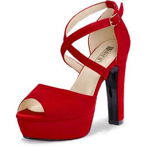 IDIFU Women's Platform Chunky High Heels Dress Sandals Peep Toe Ankle Strap Wedding Party Evening Shoes for Women Bride (8.5)