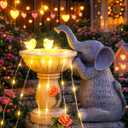 Solar Garden Outdoor Statues Decor, Elephant with Birdbath Garden Decor for Home House, Yard Art Lawn, Ornaments, Porch Patio, Balcony - Birthday Gifts for Grandma, Mom, Women