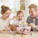Joyreal Pink Wooden Noah's Ark Toy for 1 Year Old Baby Girl Baptism Gift - Montessori Educational Toy with Animal Shape Sorter - Christian Toys for Toddler Boy 1-3 Years Old Christmas Birthday Gift