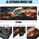 Desk Mat,American Bald Eagle Large Gaming Mouse Pad XL,USA Flag Eagle Desk Pad,Extended Big Computer Keyboard Mousepad with Non-Slip Base and Stitched Edge 31.5"x11.8"