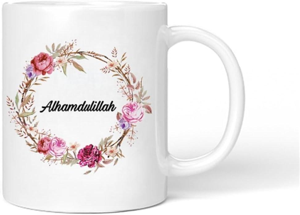 Alhamdulillah Islamic Coffee Water Mug, 11 oz Ceramic Water Cup Gift for Muslim Eid Ul Fitr Ramadan Corban Festival, Muslim Birthday Gift Faith Coffee Cup Tea Mug Umrah Hajj gift (Alhamdulillah)