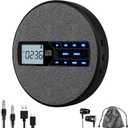 CD Player Portable, Rechargeable Portable CD Player with Dual Speakers and Anti Skip,CD,USB,AUX,LCD Display,Backlit Button,5 EQ,A-B Repeat,10 Speeds for Home Car Fabric, Black