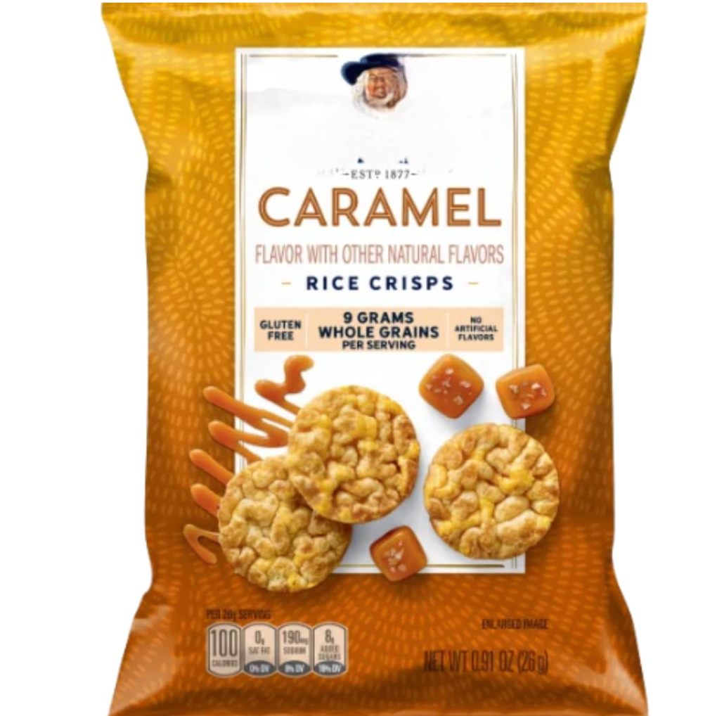 Quaker Mini Caramel Rice Snacks, 0.91 oz. bag, 60 per case, BB November 04, 2025
