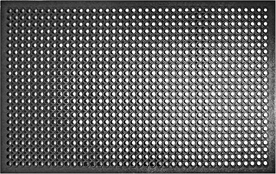 New Star Foodservice 533517 Commercial Grade Grease Resistant Anti-Fatigue Rubber Floor Mat, 36" x 60", Black