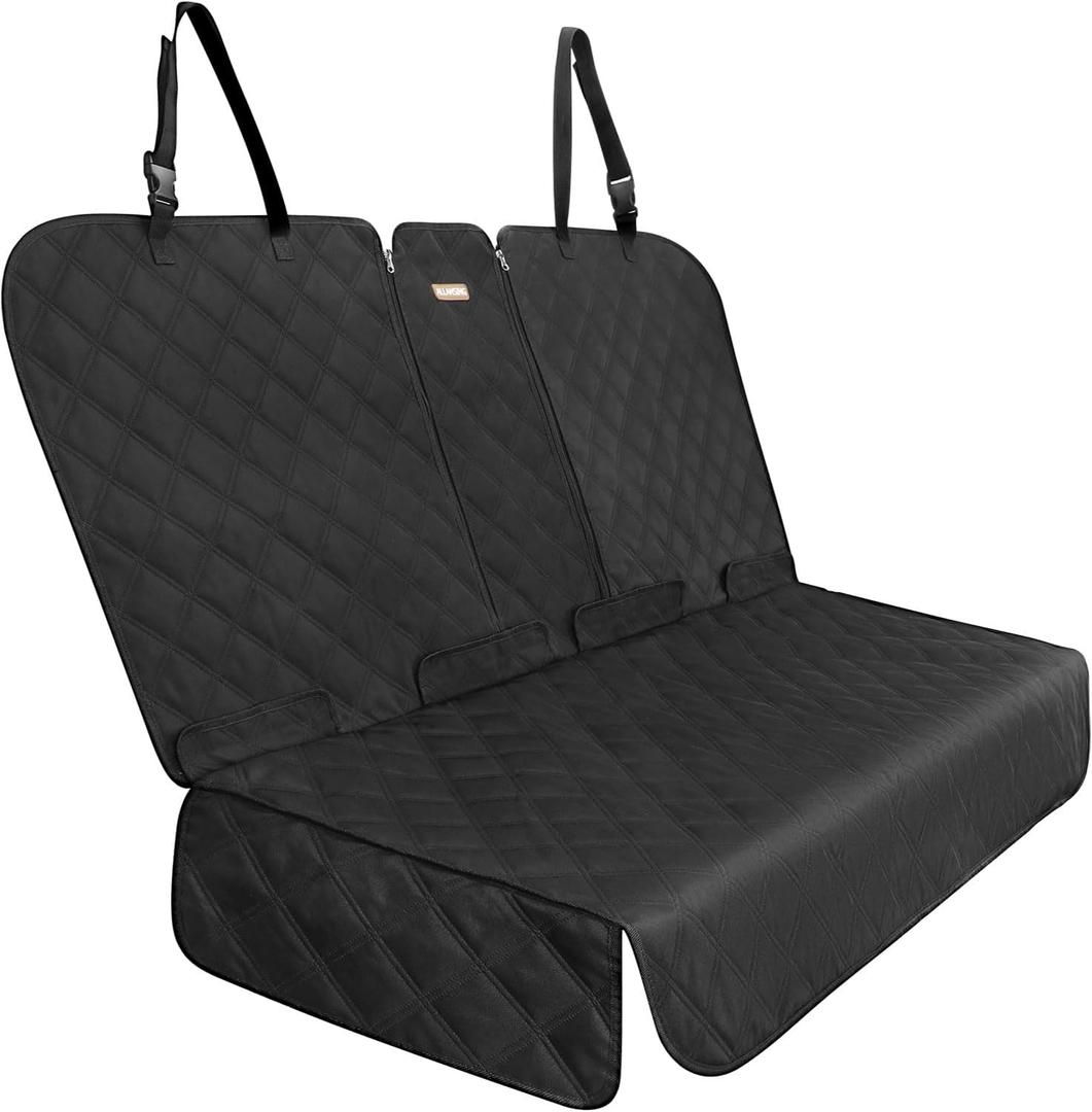 ALLANSING Back Seat Cover for Large SUVs/Trucks Rear Split Bench - Heavy-Duty 900D Waterproof Non-Slip Car Seat Protector for Messy Kids & Drooling Dogs, Easy Clean(Black)