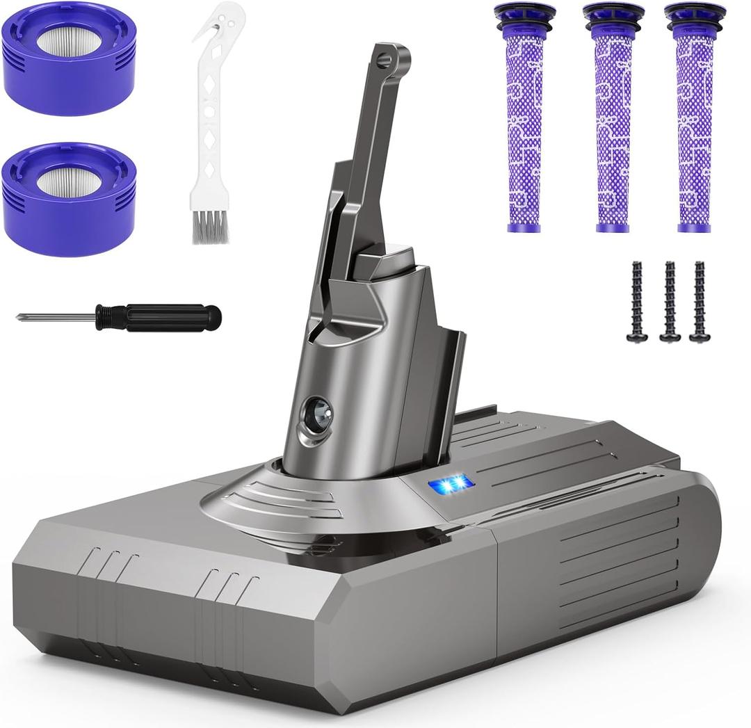 Upgraded 9000mAh V8 Battery Replacement for Dyson Compatible with V8 Battery Replacement Absolute Motorhead Fluffy SV10 Carbon Fiber Vacuum Cleaner