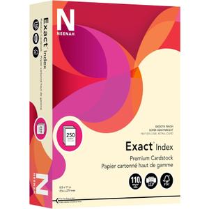 Neenah Exact Index Cardstock, 8.5" x 11", 110 lb/199 gsm, Ivory, 250 Sheets (48588)