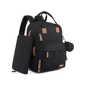 iniuniu Diaper Bag Backpack, 4 in 1 kit Large Unisex Baby Bags for Boys Girls, Waterproof Travel Back Pack with Diaper Pouch Black