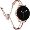 CrocSee Stainless Steel Band Compatible with Samsung Galaxy Watch 7 6 5 4 40mm 44mm/Watch 6 Classic 43mm 47mm/Watch 4 Classic 42mm 46mm/Watch 5 Pro 45mm Slim Minimalism Bangle Bracelet for Women (Rose Gold)