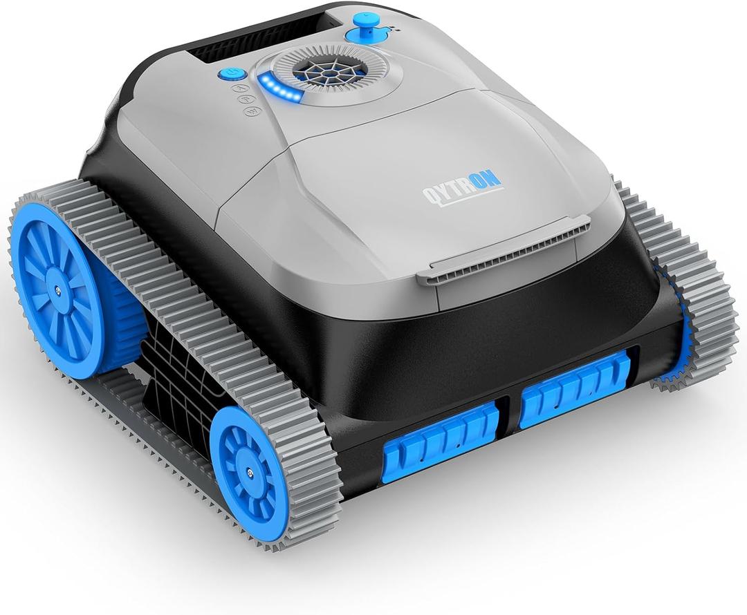 NIXBOT QP5 Robotic Pool Cleaner, Cordless Pool Vacuum for Inground Pools, Dual-Motor Turbine System, Robotic Pool Vacuum for Above Ground Pools with Wall Climing and Navigation Technology (Gray/Blue)