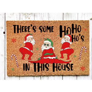 Lanpn Christmas Welcome Natural Coir Door Mat, Santa Large Coco Front Door Outdoor Doormat Outside Entrance Porch Non Slip Rubber Rug Winter Xmas Farmhouse Decor (Brown, 36x24 inch)
