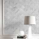 COLAMO Luxury Peel and Stick Backsplash,Faux Stone Mix Metal Smart Adhesive Mosaic Tile,Stick on Arabesque Geometric Water Jet, Accent Wall Tile for Kitchen,Fireplace,Bathroom(10,White Marble) (Silver Alps)