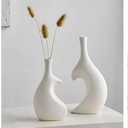 White Vases for Decor, Heart Shaped Ceramic Vase Set of 2, Minimalist Decorative Vase for Table Centerpiece Wedding Dining Living Room Office House Decoration Aesthetic Flower Vase Wedding Decor