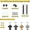 Black Curtain Rods 66 to 120 Inches(5.5-10 Feet),Decorative 3/4 Inch Diameter Drapery Rod Set with Square Finials,Size:36''-120'',Matte Black